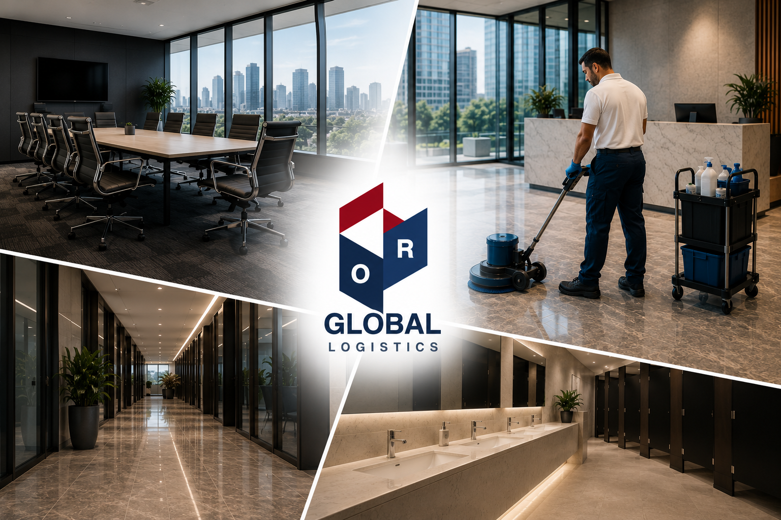 Professional cleaner with equipment